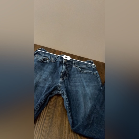 True Religion Jeans mens 34 Blue Dark Wash Ricky Relaxed Straight Fit USA GUC - Picture 13 of 15